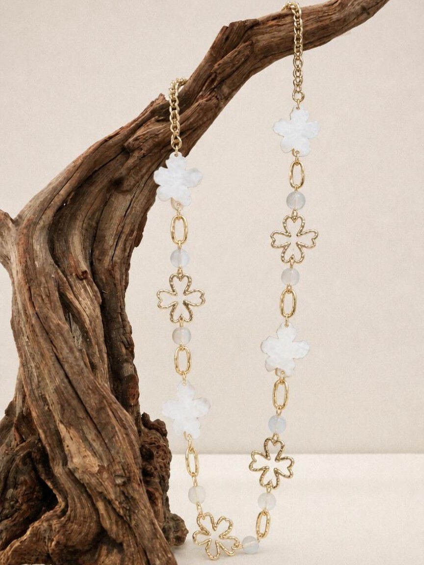 Floral Chain Necklace and Earring Set