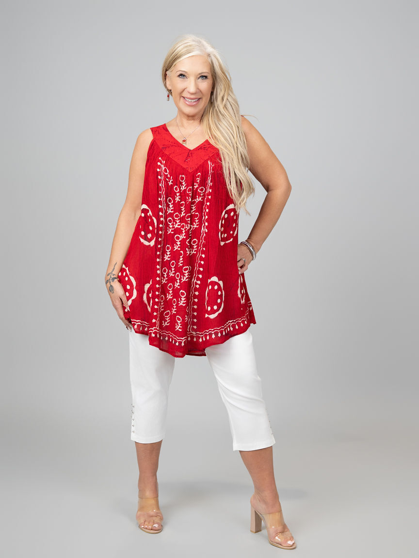 Sleeveless Crinkle Tie Dye Top