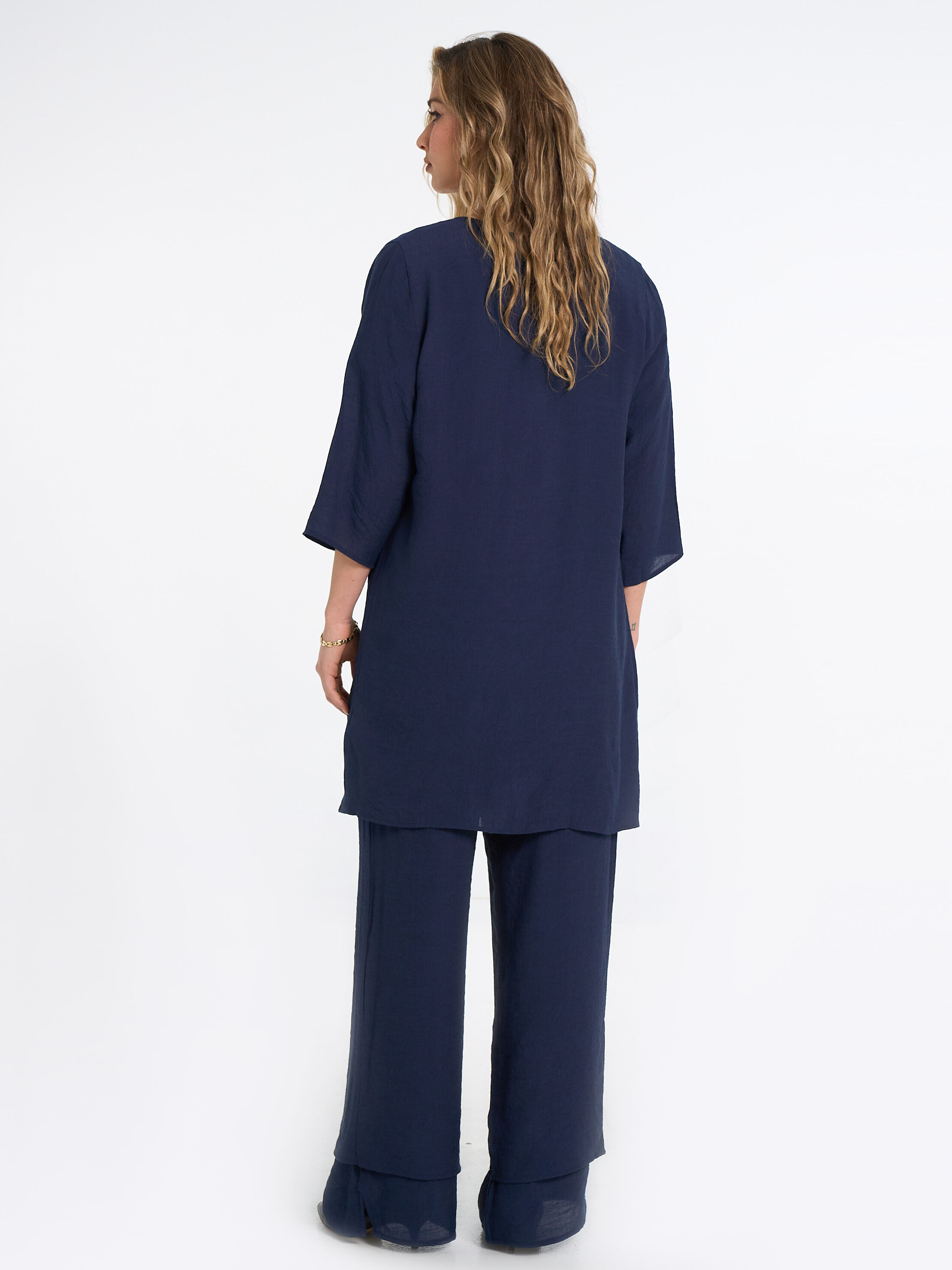 3/4 Sleeve Long Cardigan With Pockets Image 2
