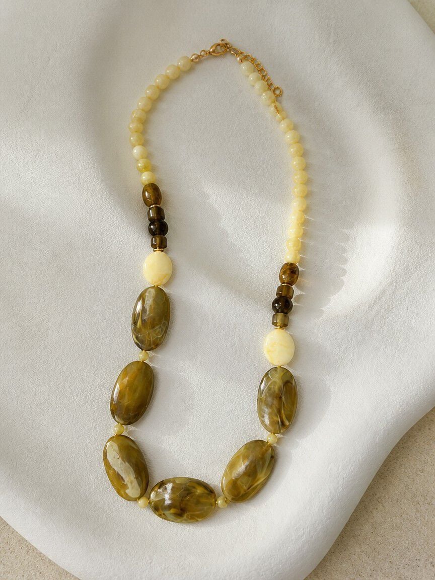 Long Stone Necklace and Earring Set Image 1