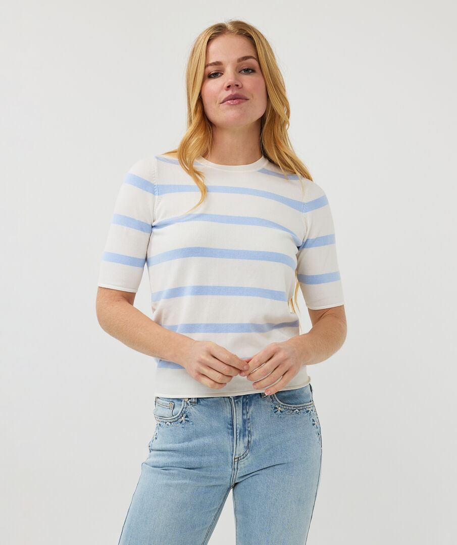 Short Sleeve Striped Sweater  Image 1