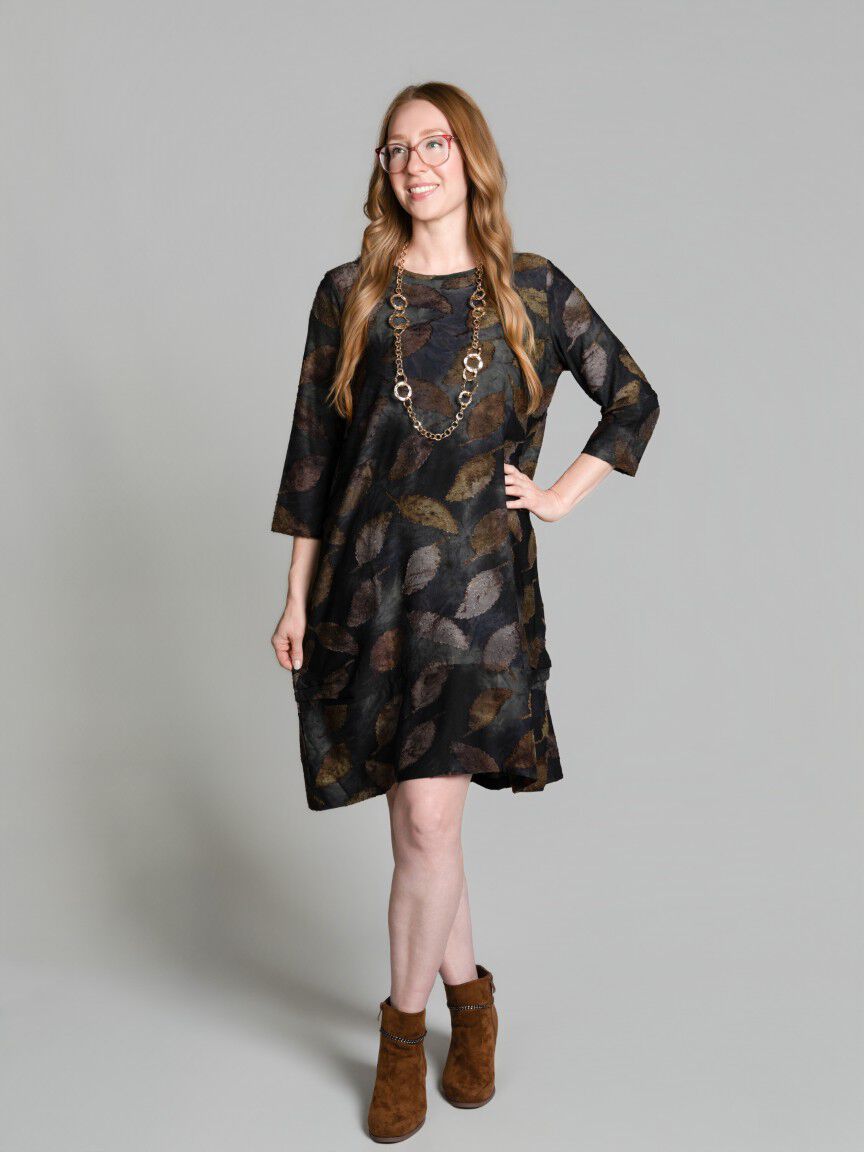 3/4 Sleeve Knee-Length Dress