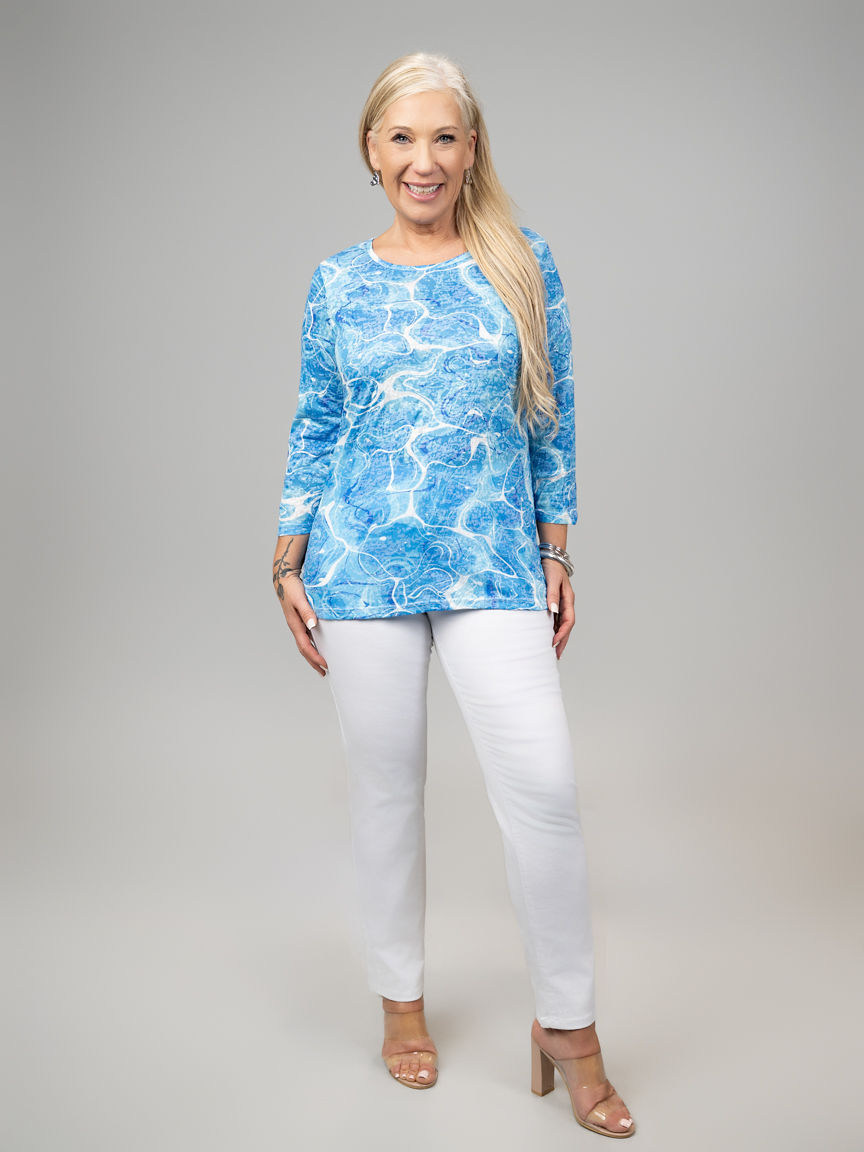 3/4 Sleeve Burnout Top