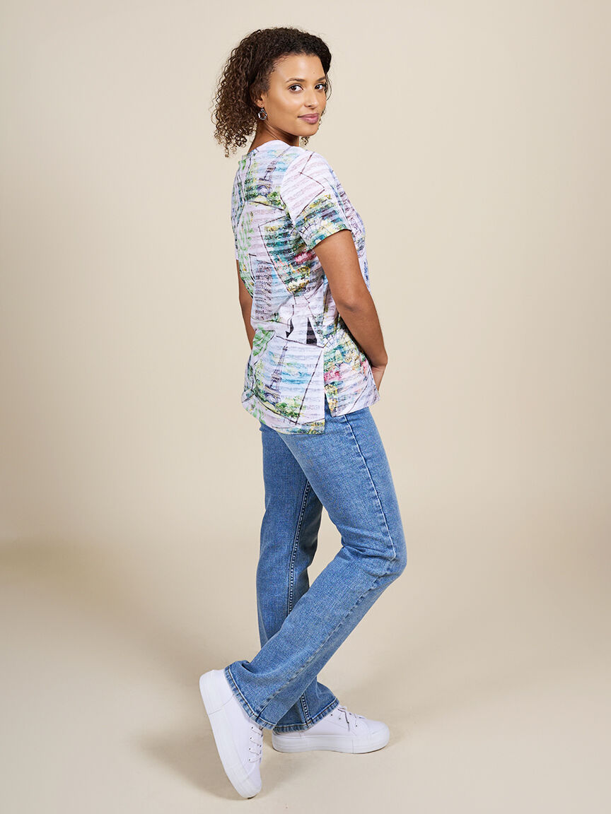 Short Sleeve Burnout Top with Hotfix Image 3