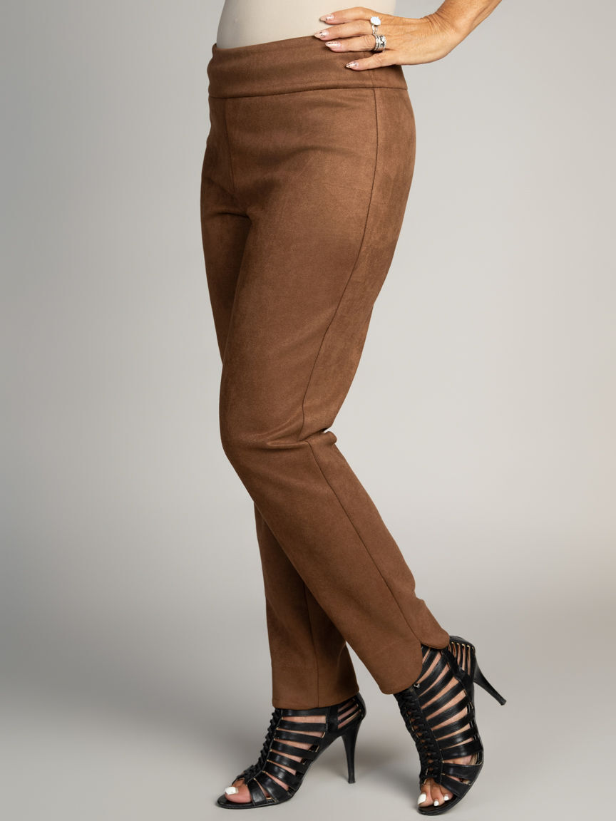 Straight Leg Faux Suede Pants