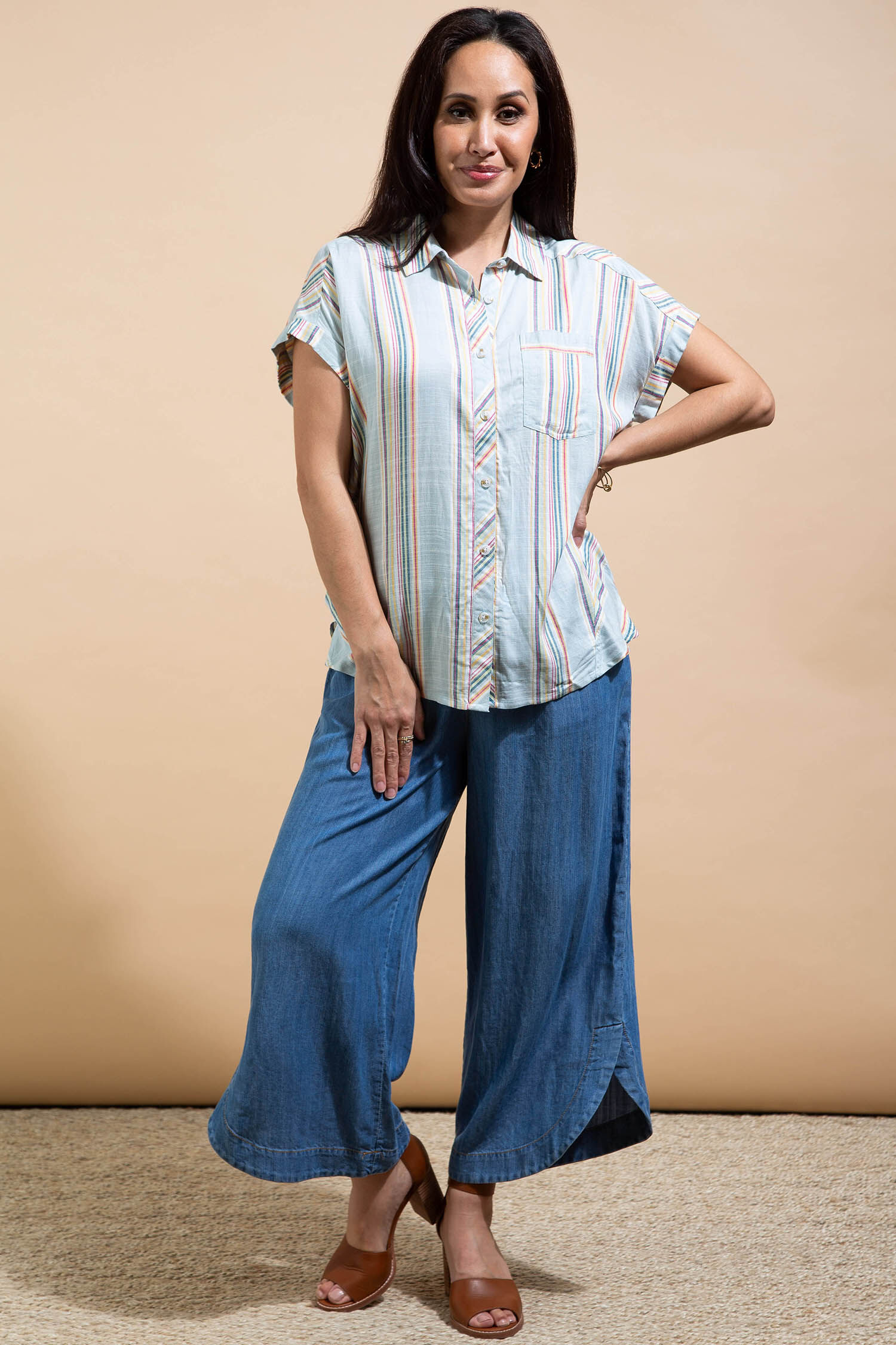 Button-up Shirt with Asymmetrical Panels