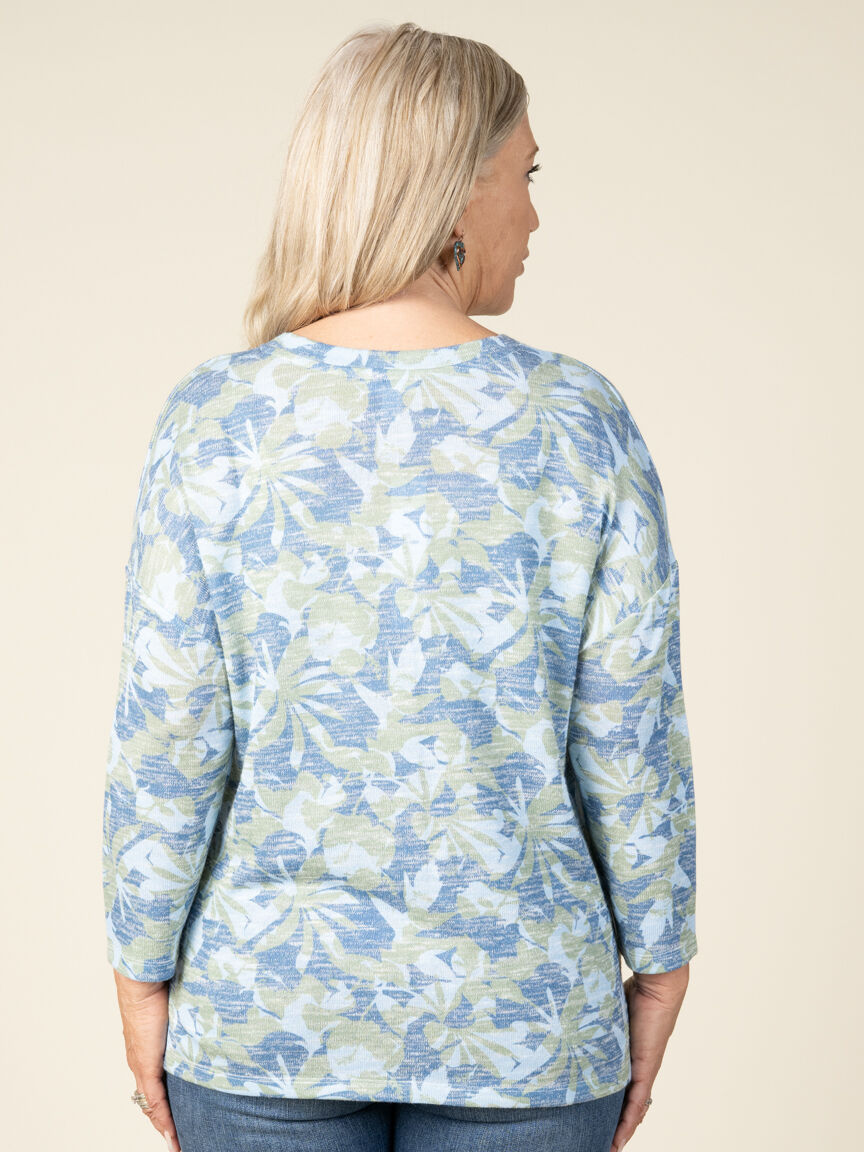 3/4 Sleeve Hacci Printed Top
