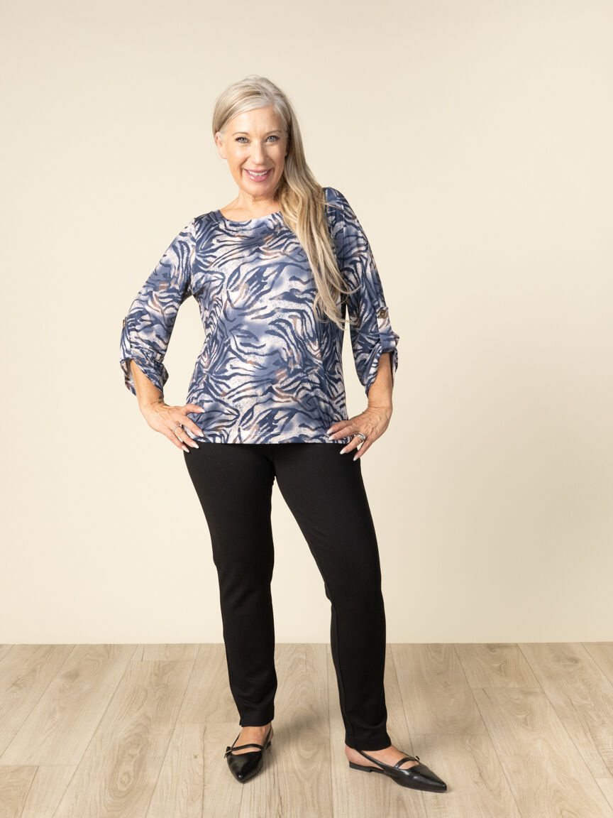 3/4 Sleeve Animal Print Blouse