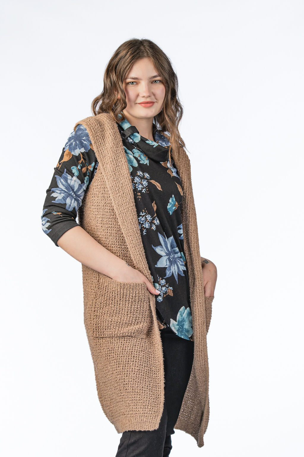 Beige Hooded Vest-Cardi Image 4