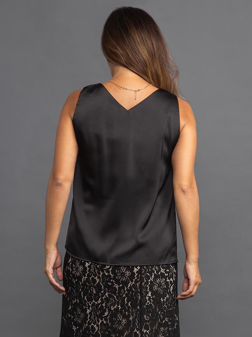 Sleeveless V-Neck Satin Blouse Image 4