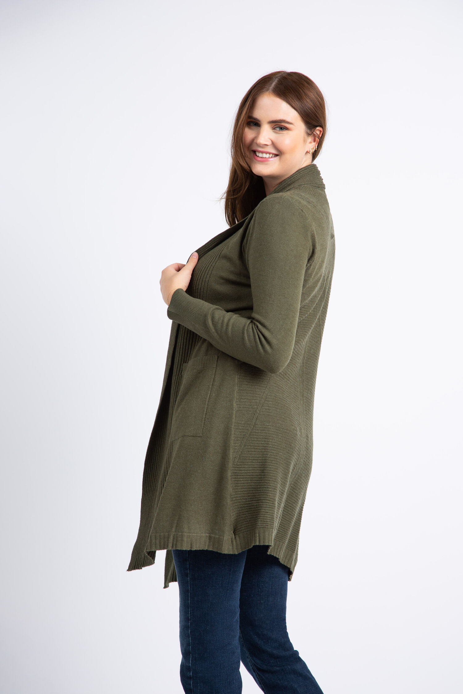 Longline Ribbed Pointelle Cardigan Image 4