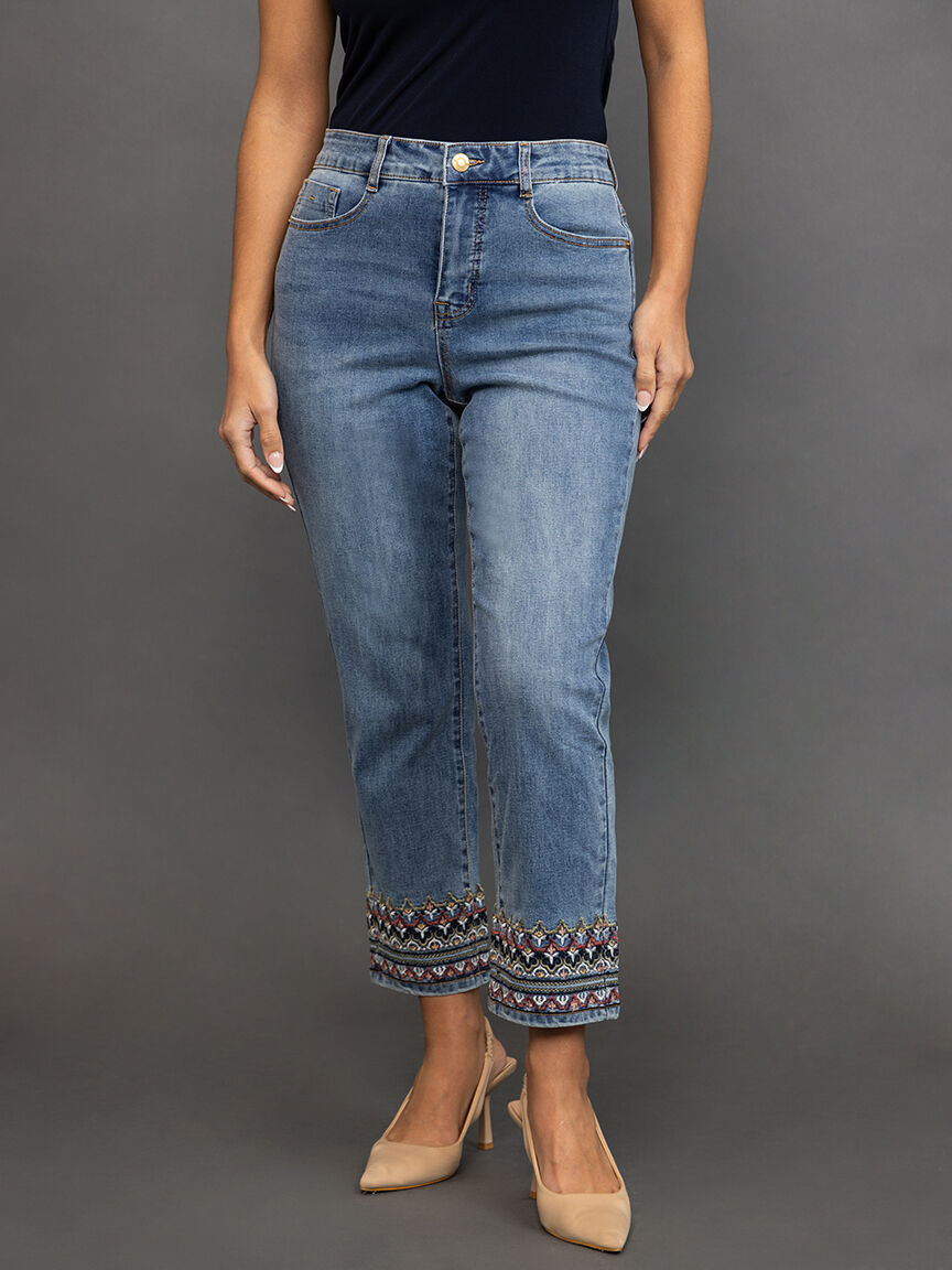 Audrey Straight Leg Jean with Embroidery  Image 2