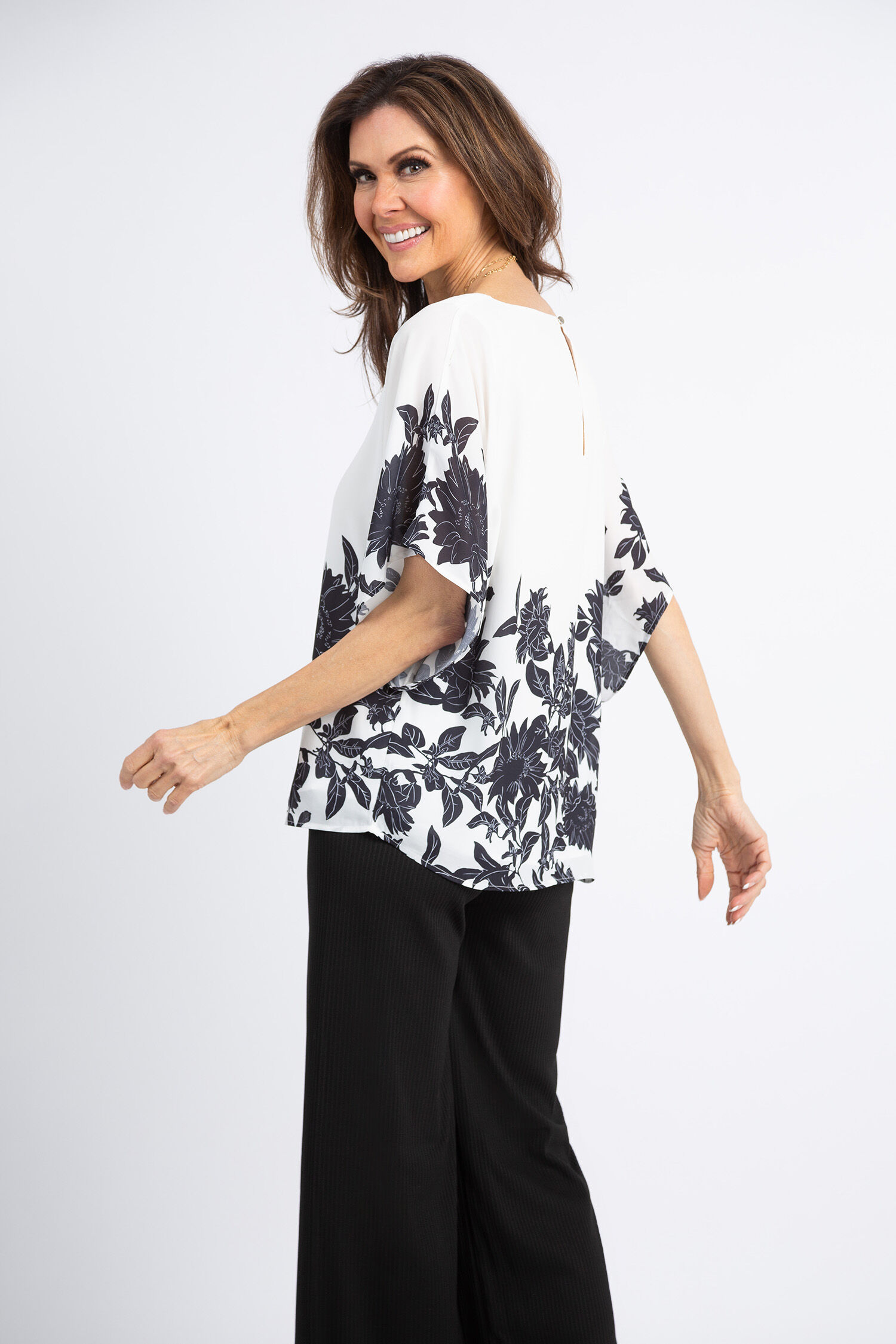 Dolman Sleeve Floral Blouse Image 3