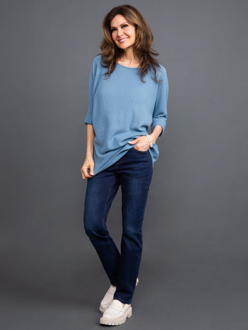 Short Dolman Sleeve Brushed Waffle Top Image 1