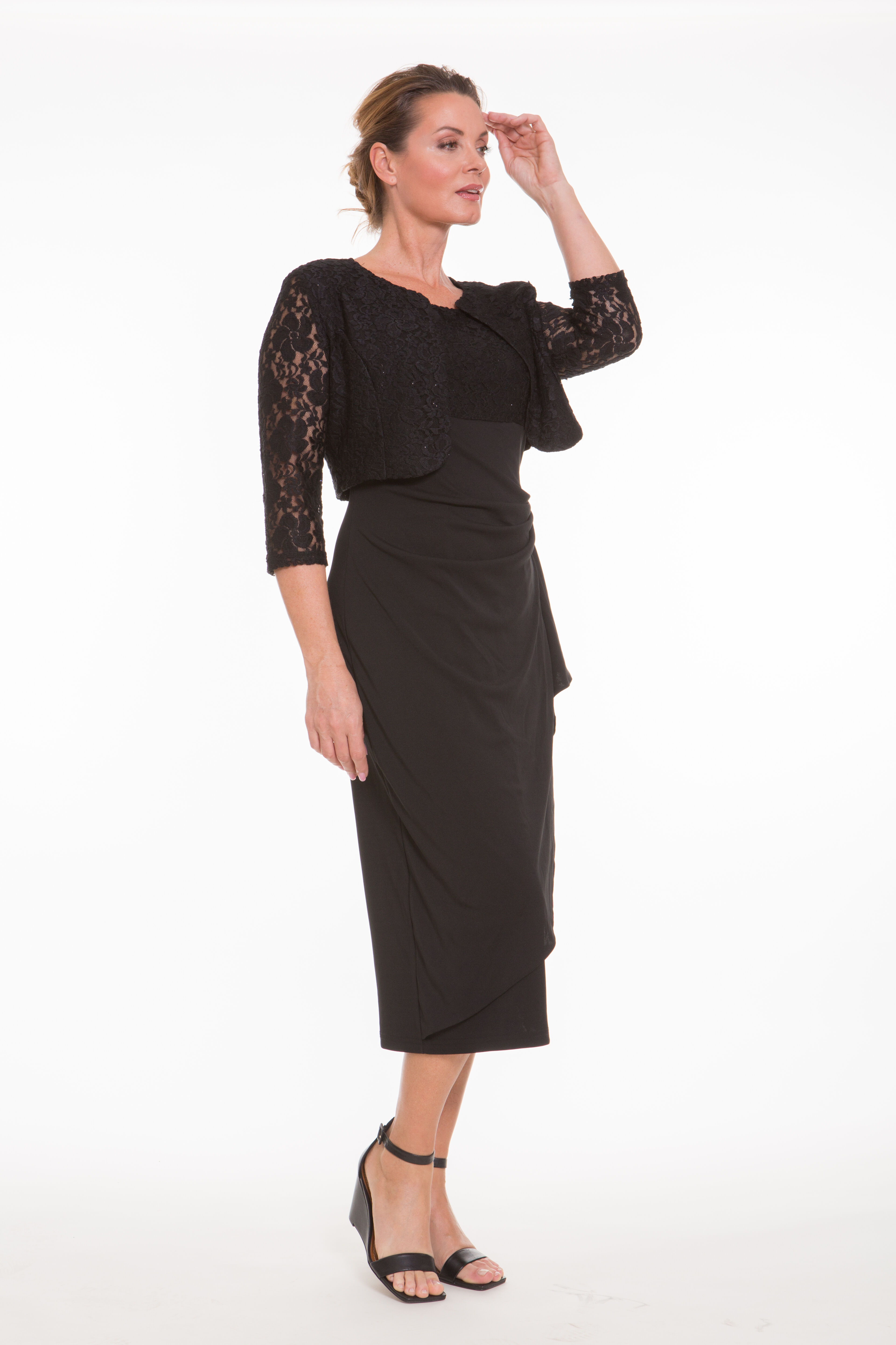 Sleeveless Full-Length Dress w/ Matching Lace Cardi