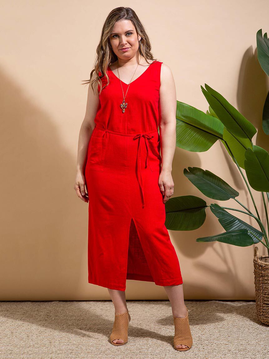 Linen Blend Maxi Dress Image 1