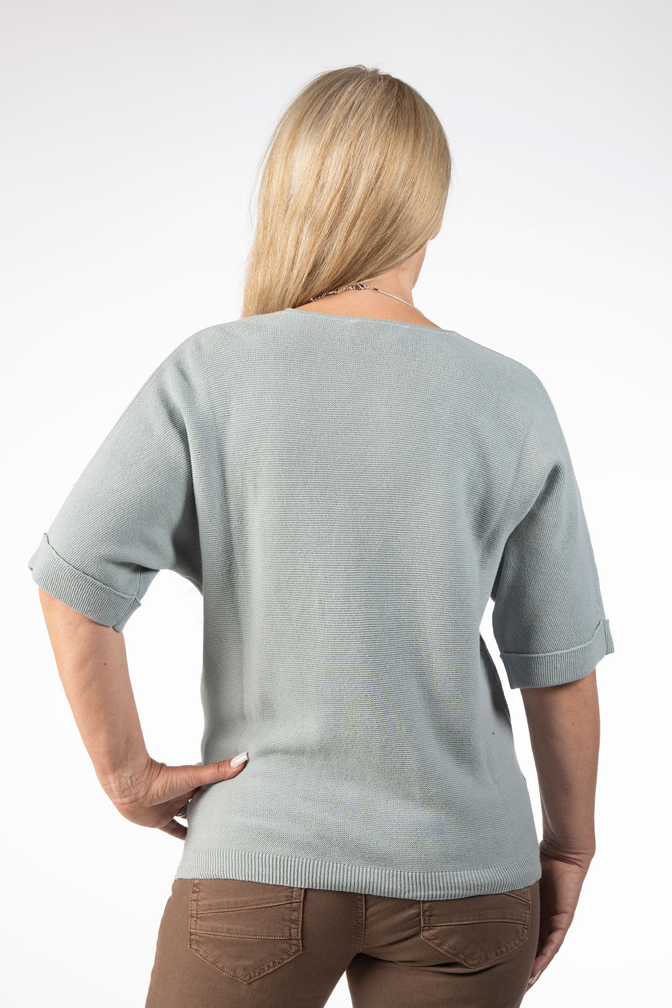 Pastel Mint Knit Sweater Shirt Image 3