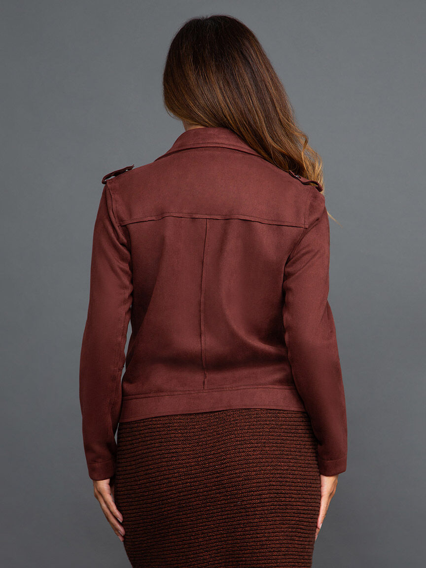 Faux Suede Biker Jacket Image 4