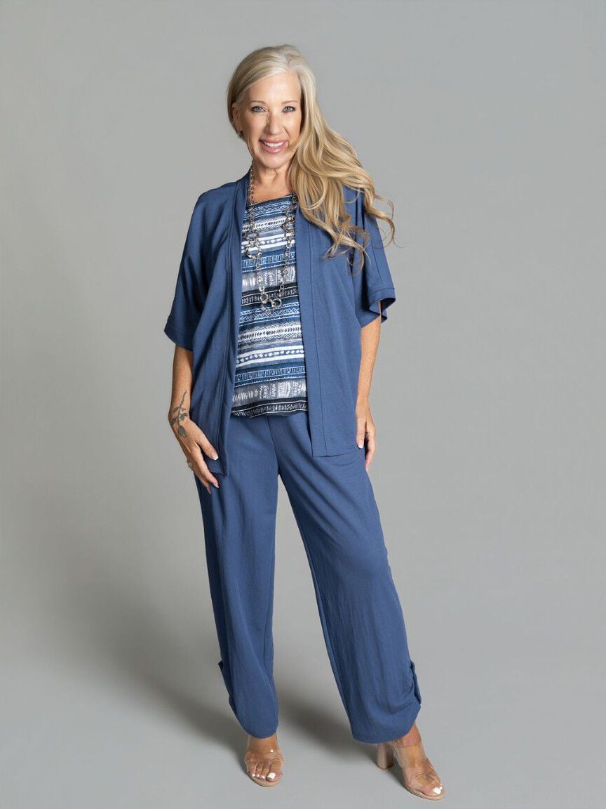 Open Front 3/4 Sleeve Cardigan
