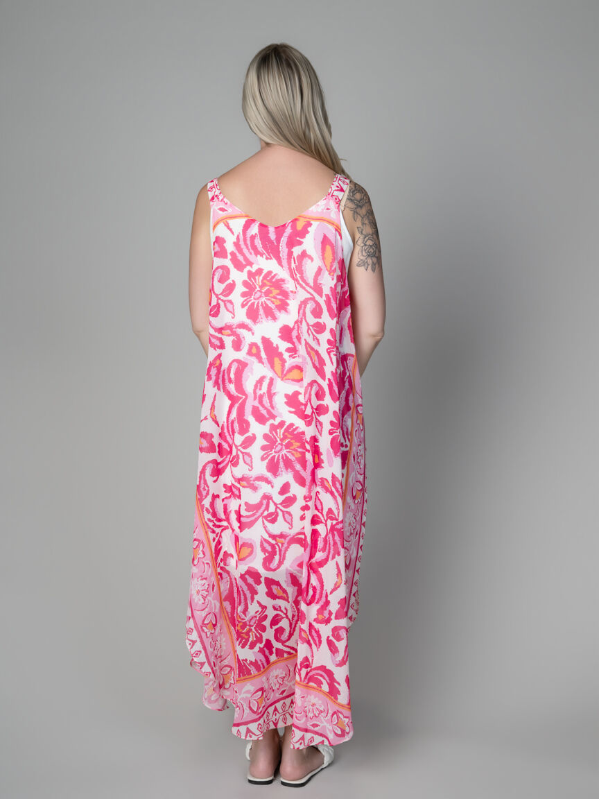 Sleeveless Sheer Overlay Midi Dress