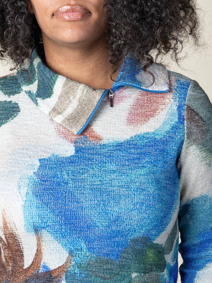 Long Sleeve Top With Half Zip Collar