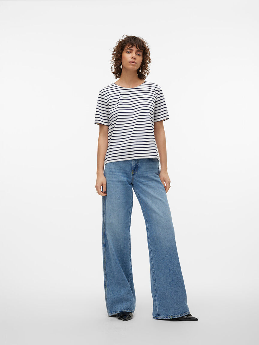 Short Sleeve Top With Zip Back