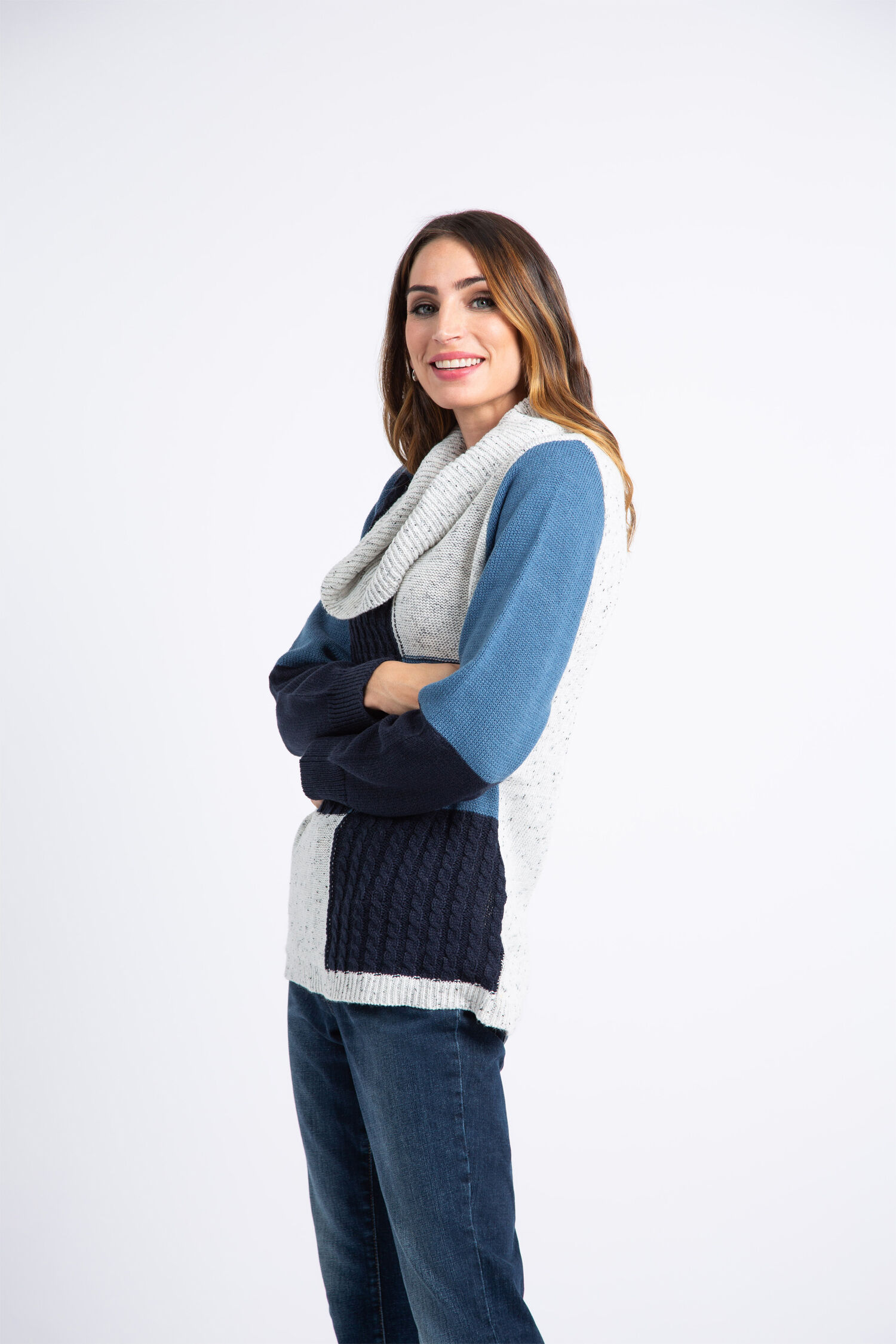 Cowl Neck Patchwork Sweater  Image 1