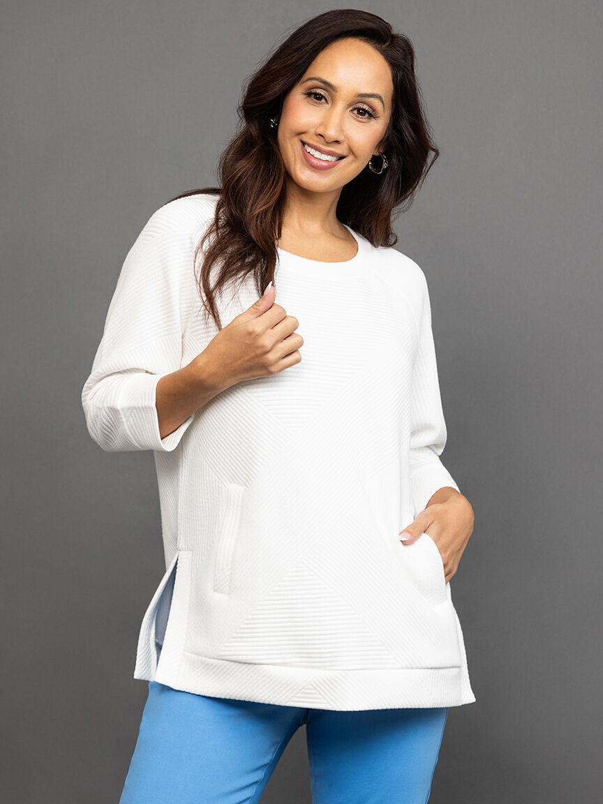 Textured &frac34; Sleeve Tunic Top  Image 2