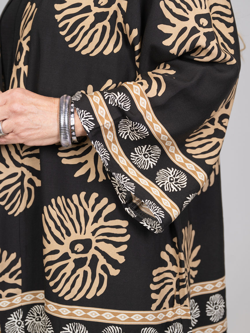 3/4 Sleeve Flowy Open-Front Kimono