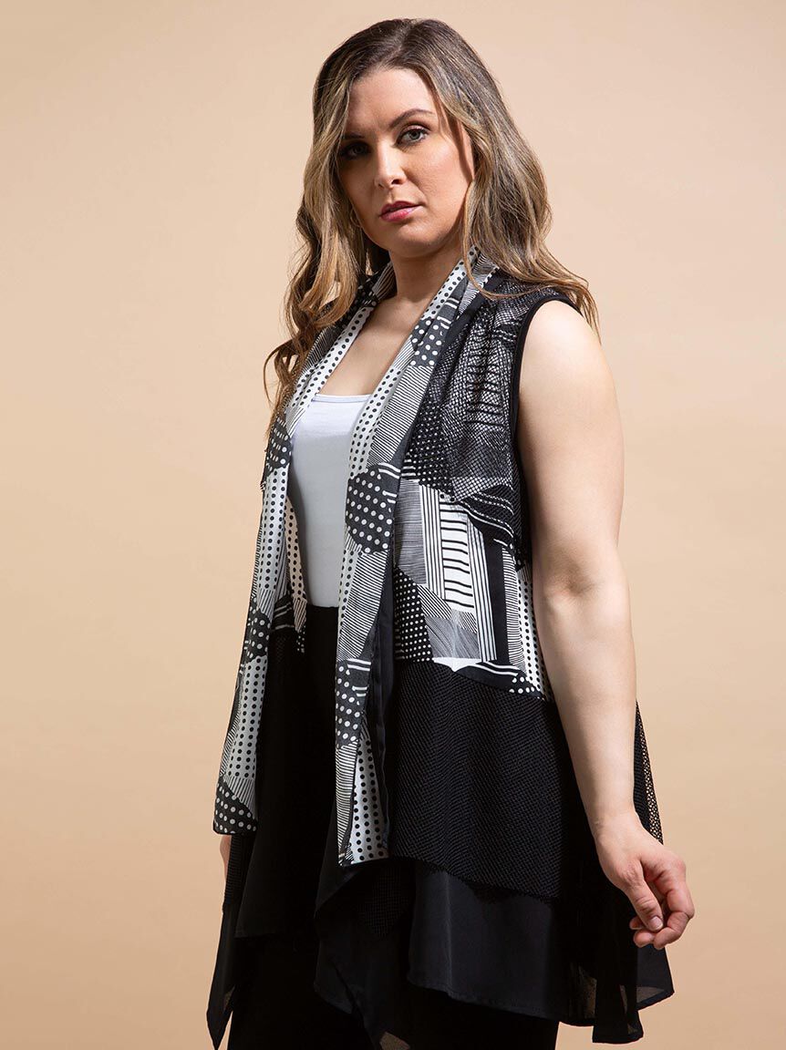 Shawl Collar Vest w/ Mesh Insert Image 3