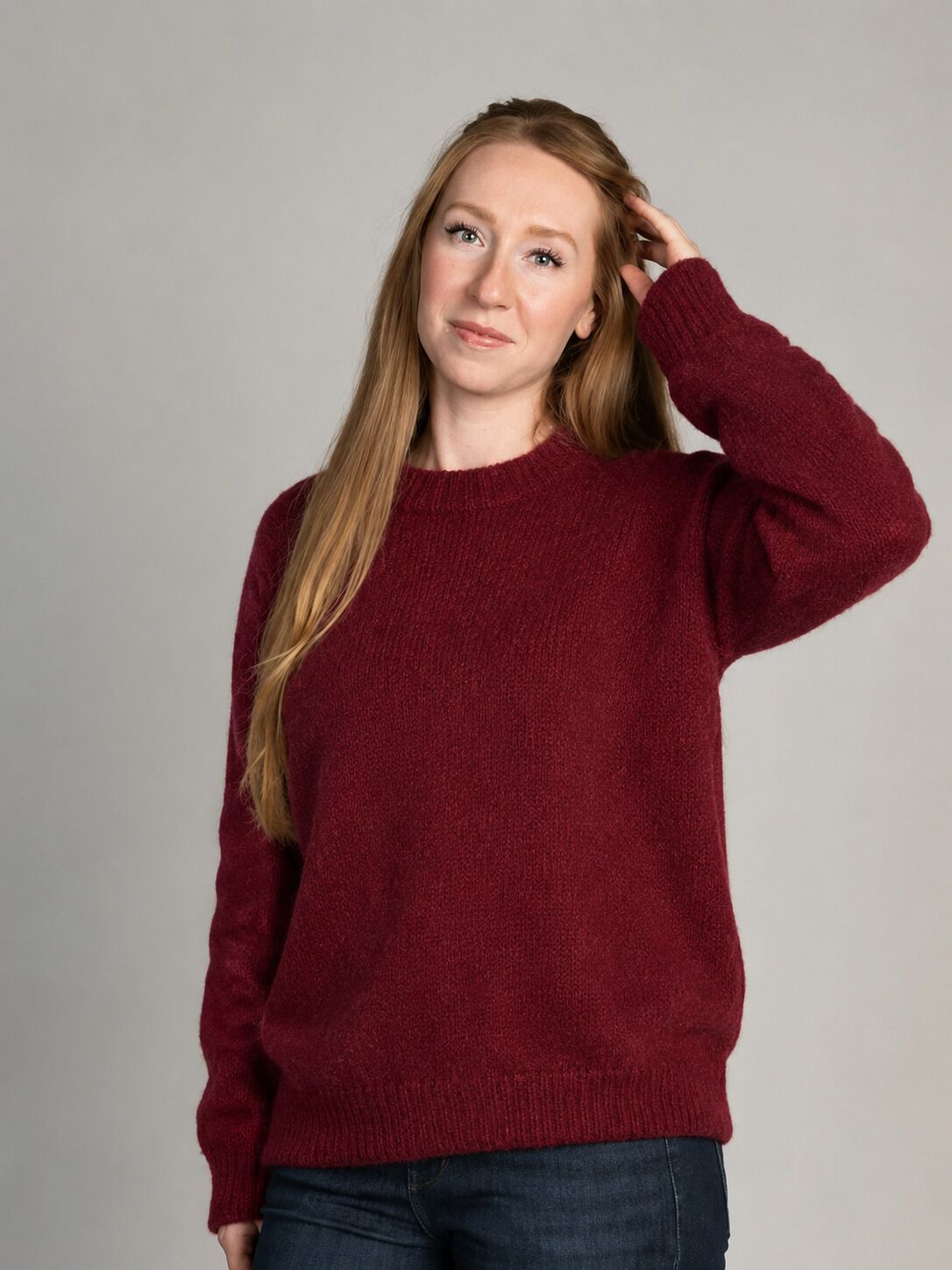 Dropped Shoulder Crew Neck Sweater