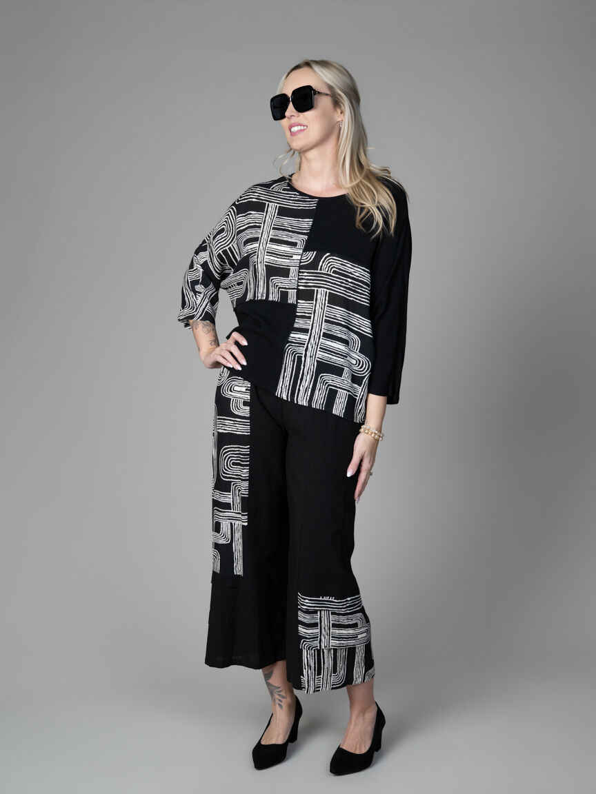 Patchwork Panel Drop Shoulder Top