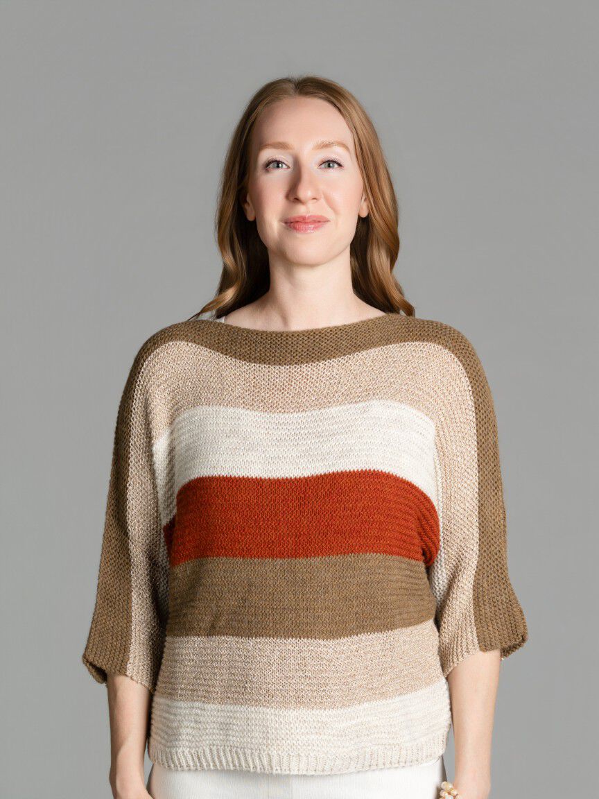 3/4 Sleeve Lurex Knit Sweater
