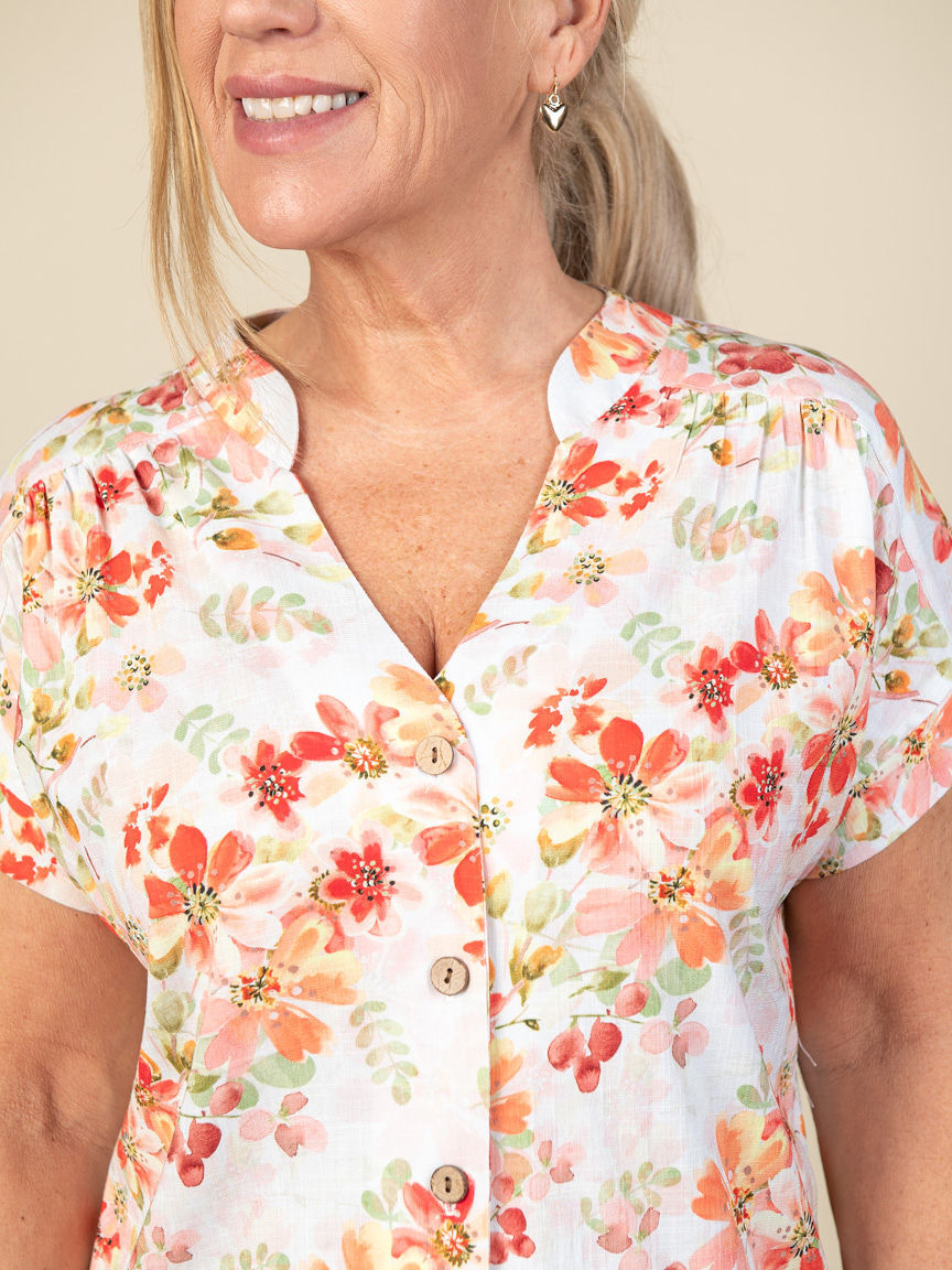 Short Sleeve Button Up Top