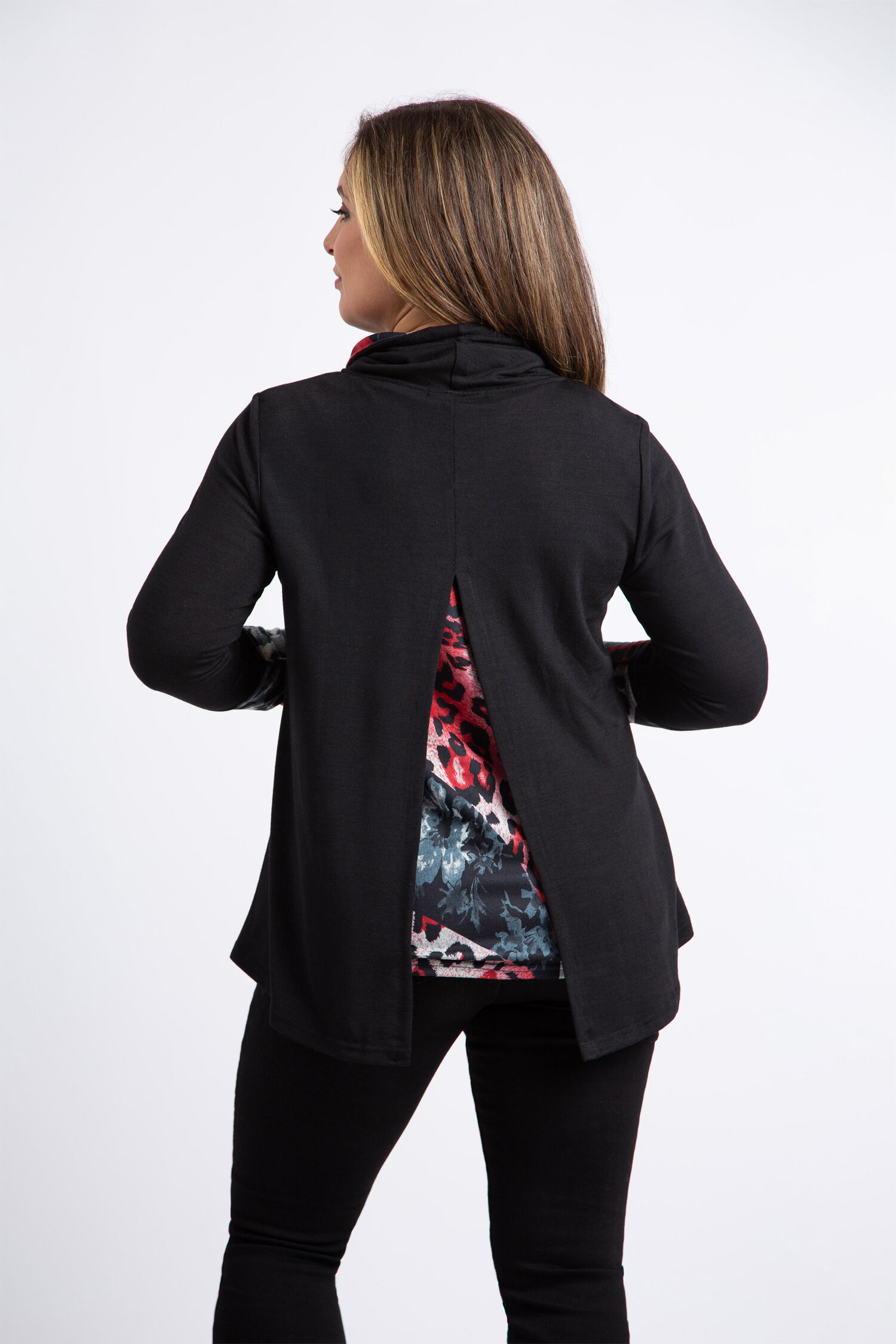 Drawstring Cowl Neck Layered Top  Image 3