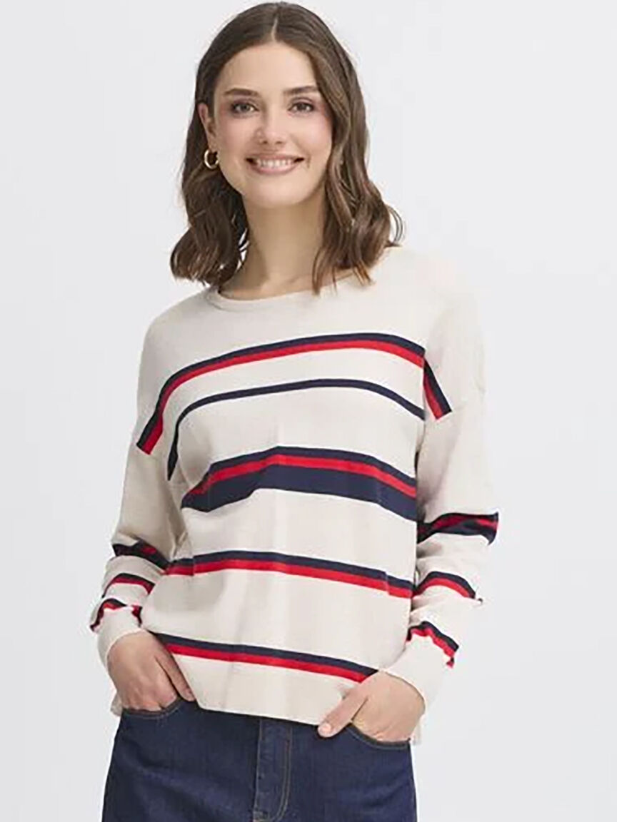 Long Sleeve Striped Knit Sweater