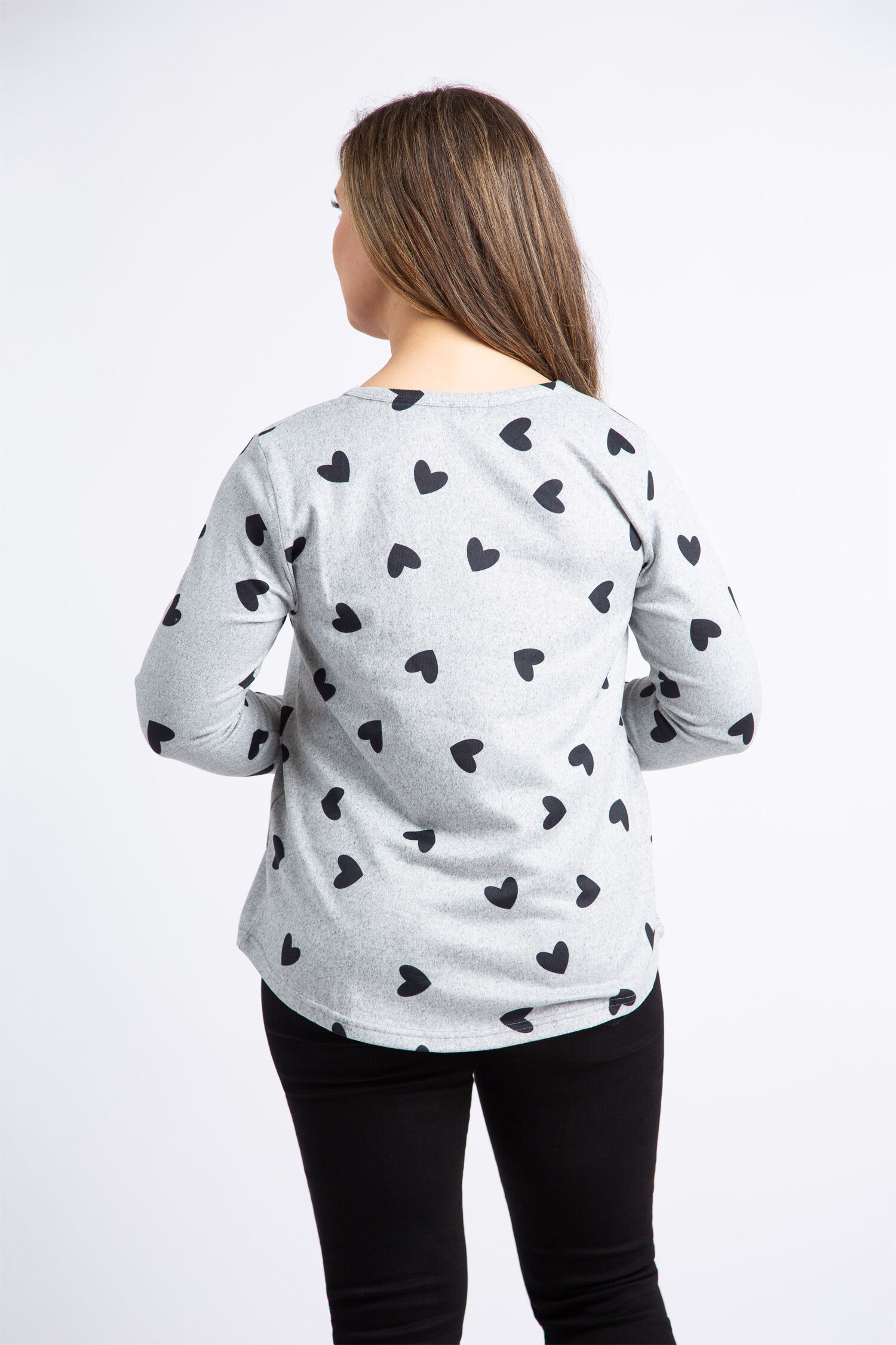 Long Sleeve V-Neck Hearts Top Image 3