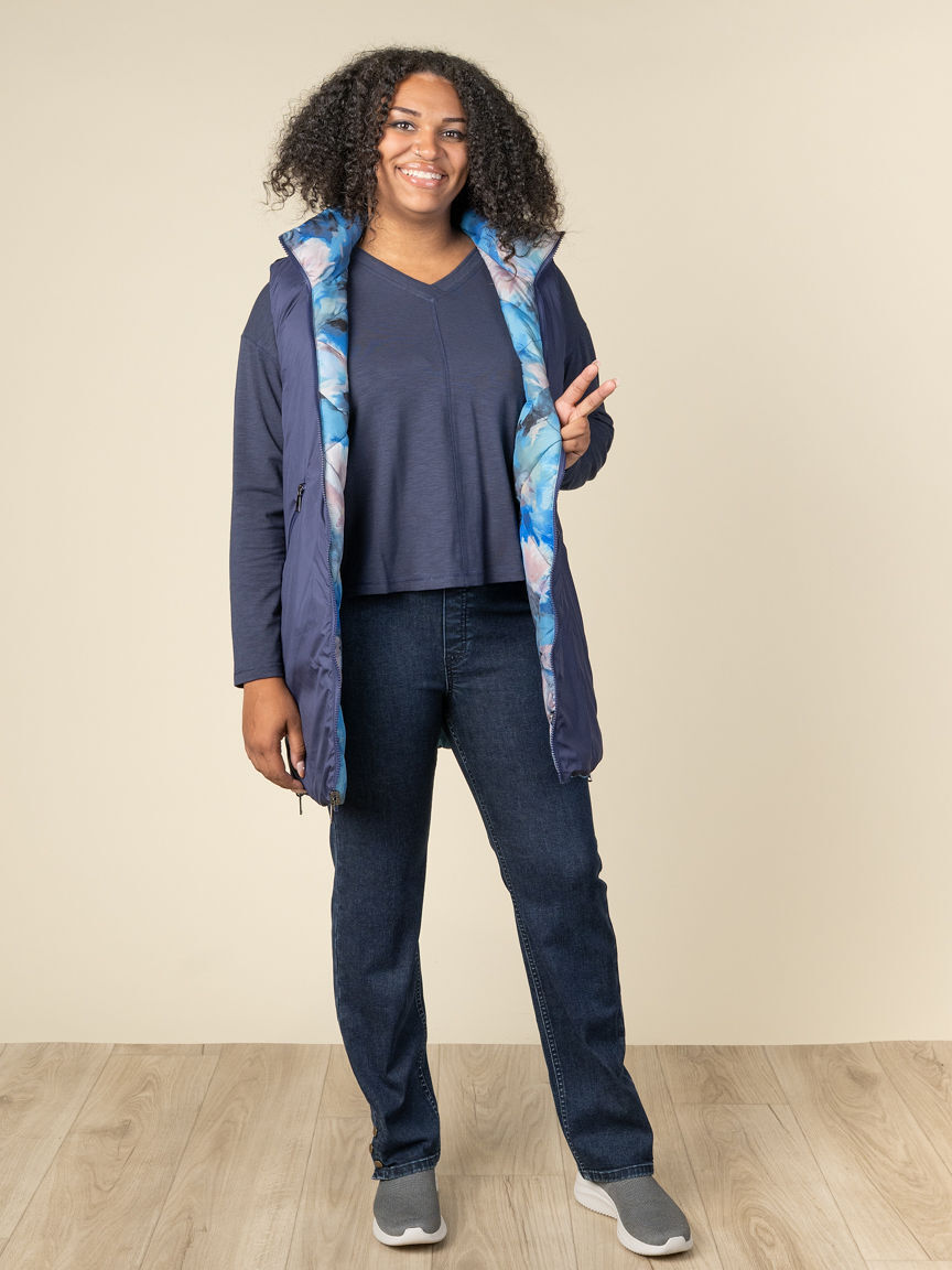 Long Reversible Vest With Zip-Up Pockets