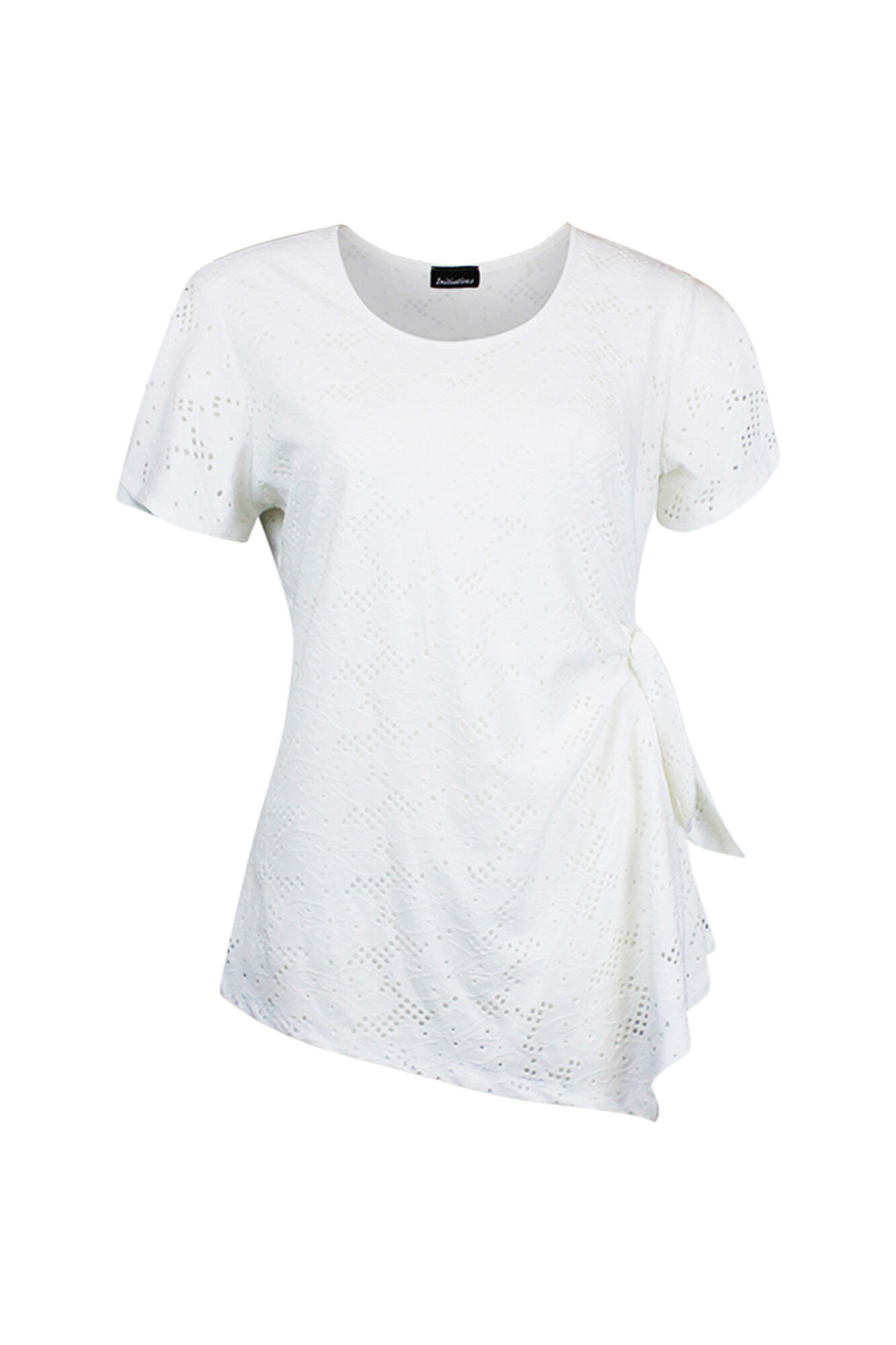 Flutter Sleeve Eyelet Top with Side Tie Image 1