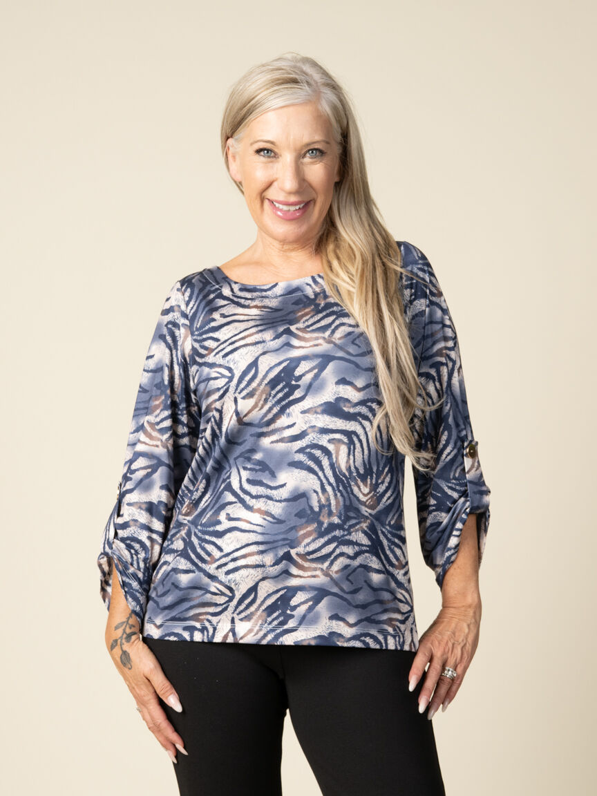 3/4 Sleeve Animal Print Blouse