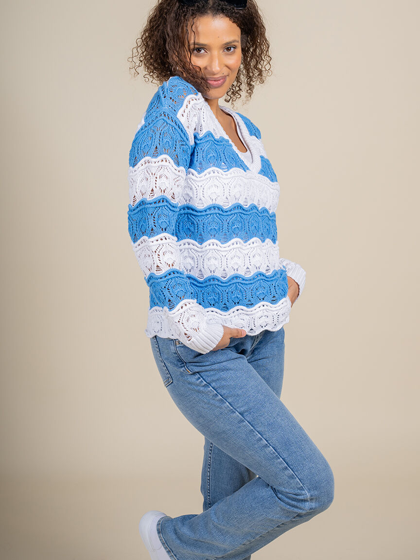 Long Sleeve V Neck Sweater  Image 3