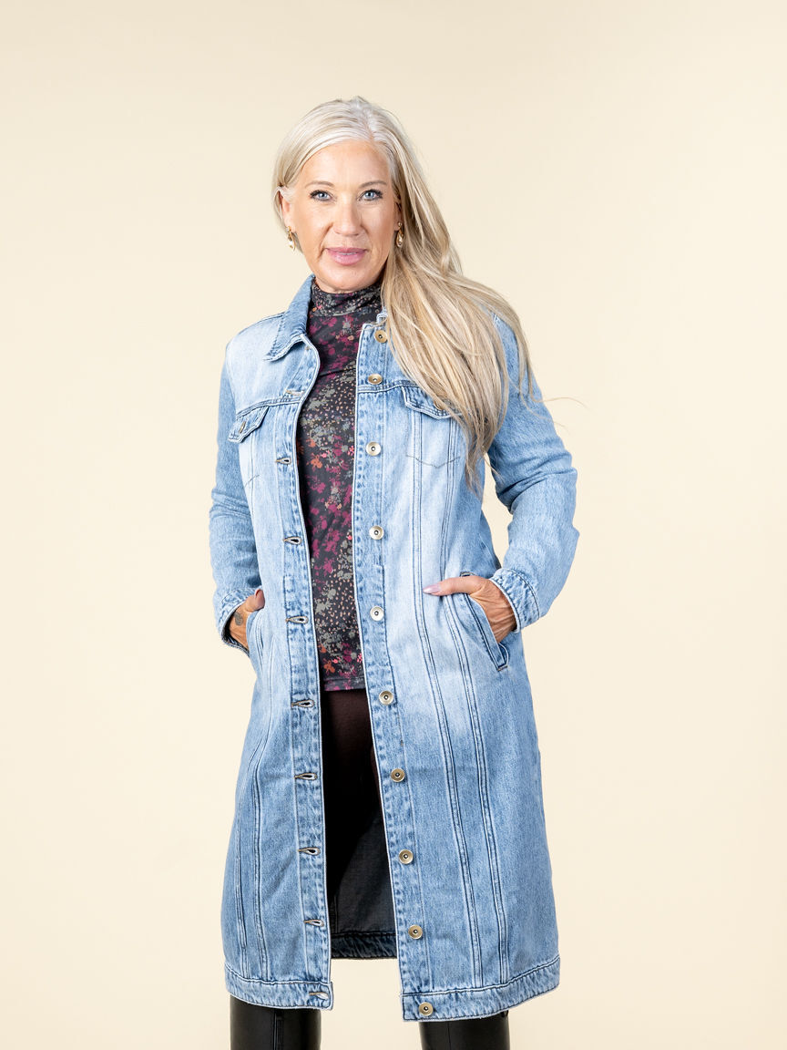 Long Denim Duster Jacket Image 1