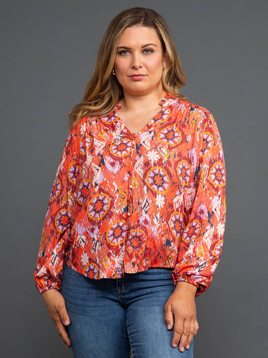Ruffle Collar Jacquard Blouse Image 2