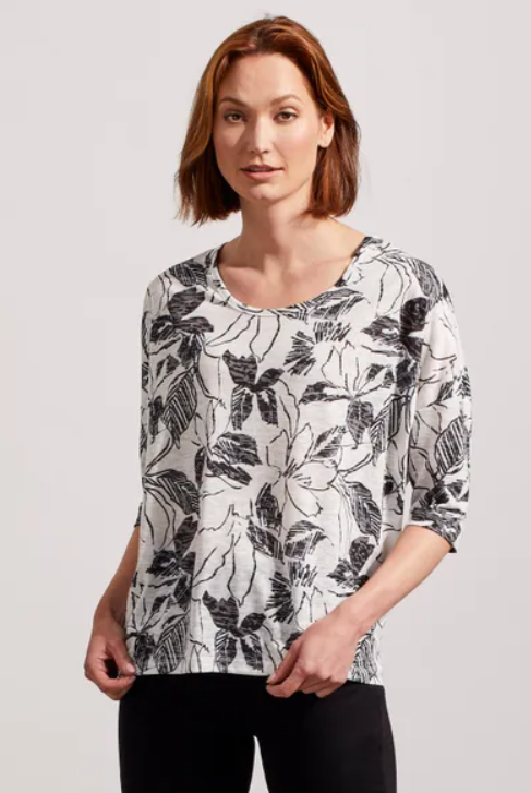 Elbow Sleeve Tropical Burnout Top Image 1