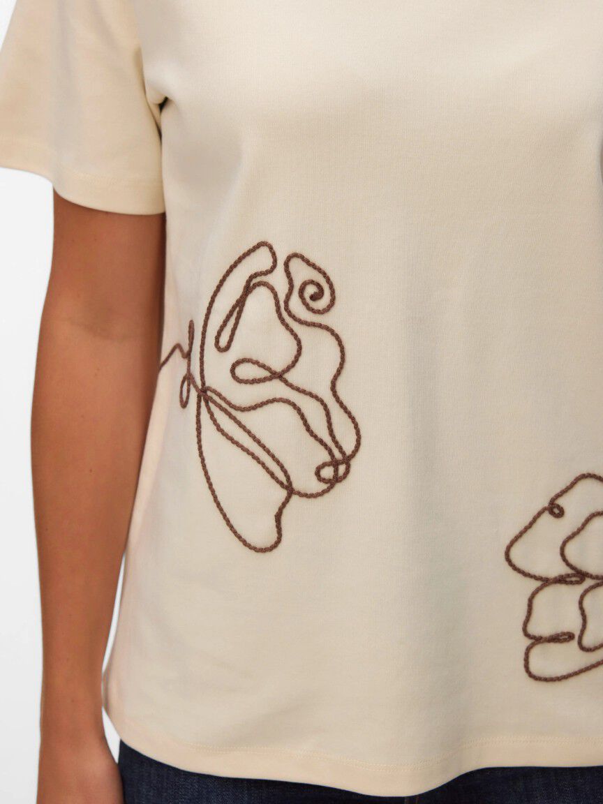 Abstract Embroidered T-Shirt