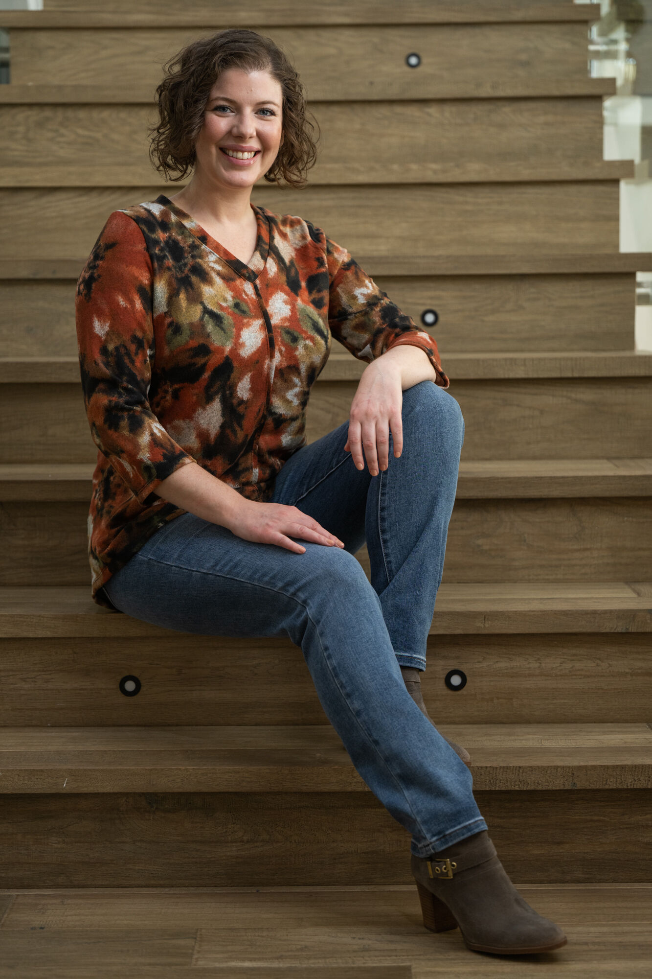 Floral Paint V-Neck Shirt Image 3