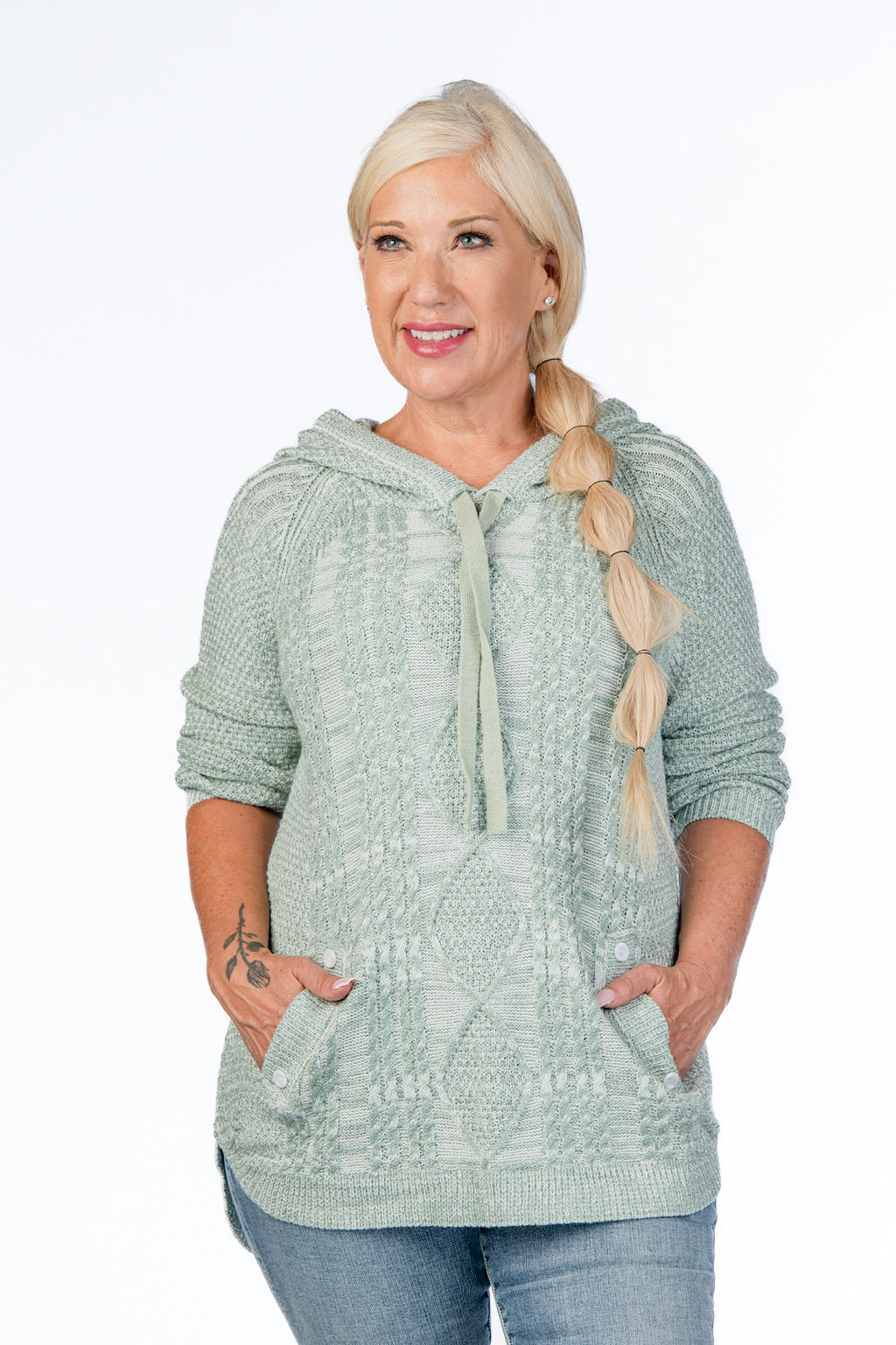 Cable-Knit Hoodie Sweater Image 1