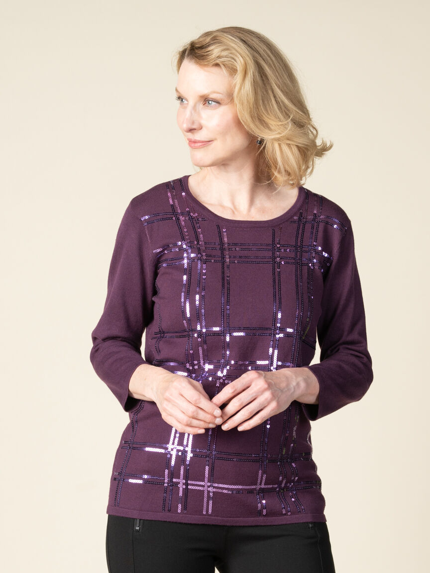 3/4 Sleeve Top With Sequins