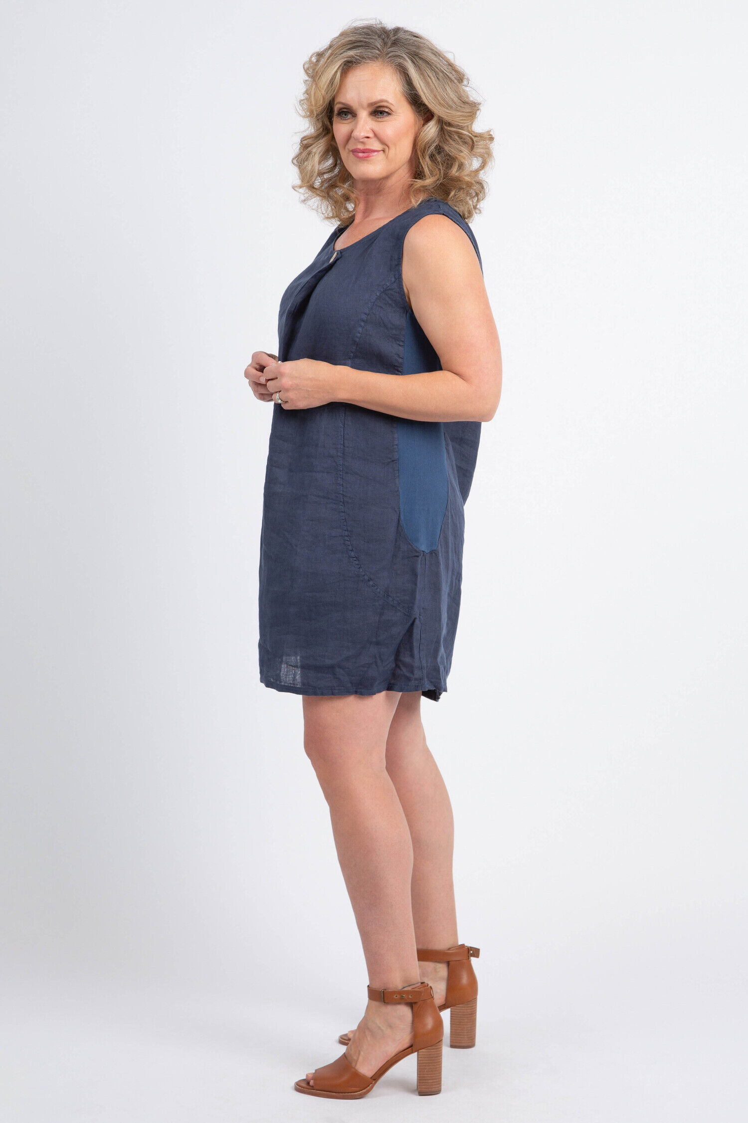 Linen Shift Dress Image 2