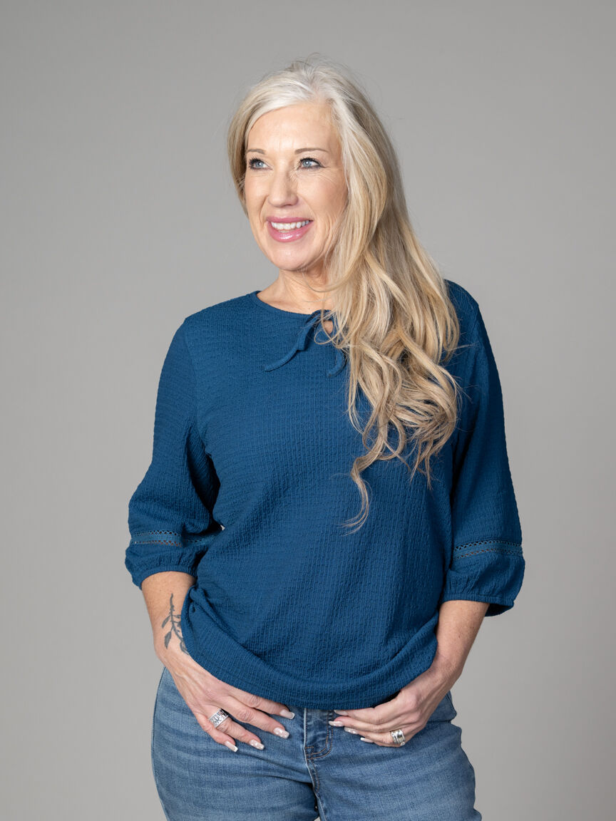 3/4 Sleeve Crinkle Top 